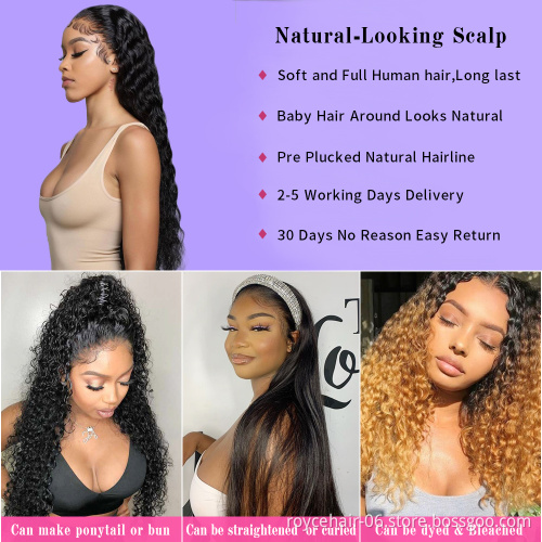 100% Brazilian Virgin Human Hair Transparent Swiss Lace Wig HD Body Wave Curly Lace Front wigs for Black Women